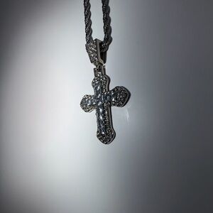White Silver Cross Necklace